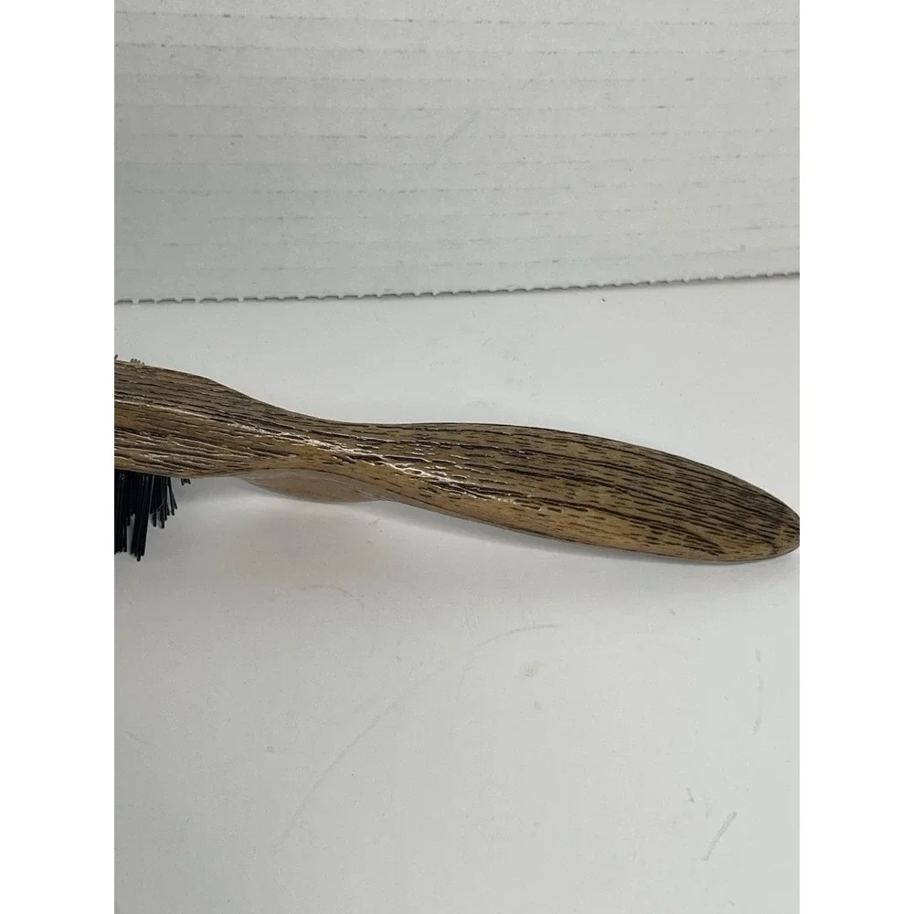 Vintage Goody Faux Wood Grain Hair Brush Nylon Bristles Thumb Grip Handle